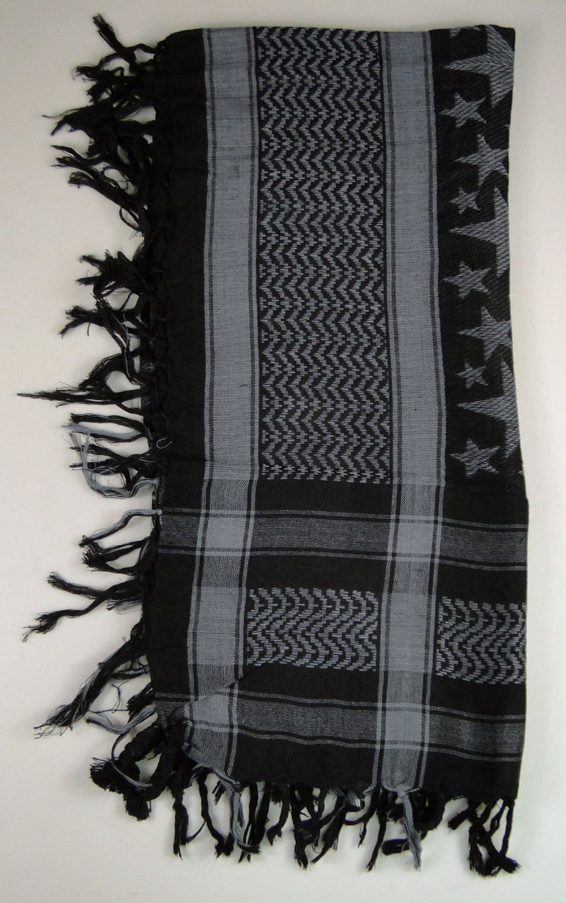 Tapp Collections Premium Star Pattern Shemagh Head Neck Scarf - Grey/Charcoal - Image 3